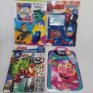 Marvel Avengers Pixar Trolls Coloring Activity Books Stickers Kids Lot of 4 NEW